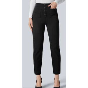 Halara Flex High Waisted Button Multi Pocket Ankle Length Work Pants Sz Small Bl
